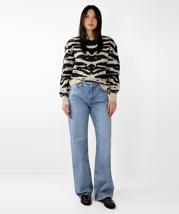 JEANS A GAMBA LARGA CON LUREX ONLY