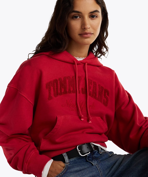 FELPA CAPPUCCIO LOGO IN SPUGNA TOMMY JEANS