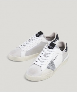 SNEAKER IN PELLE CON DETTAGLI GLITTER PEPE JEANS