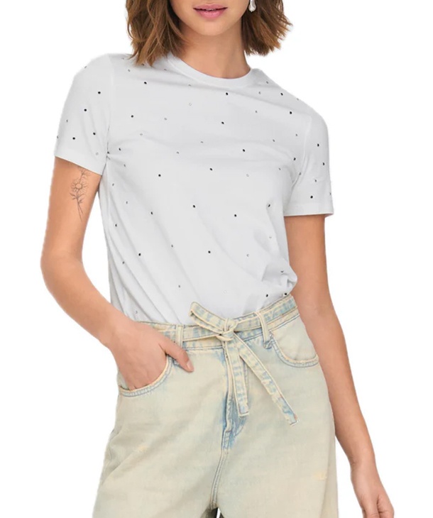 T-SHIRT IN COTONE CON STRASS ONLY