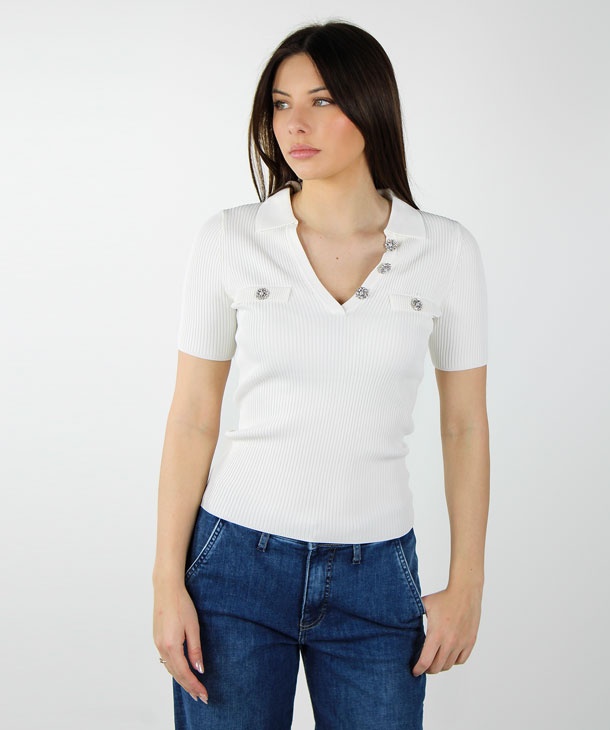 POLO IN MAGLIA CON BOTTONI GIOIELLO GUESS