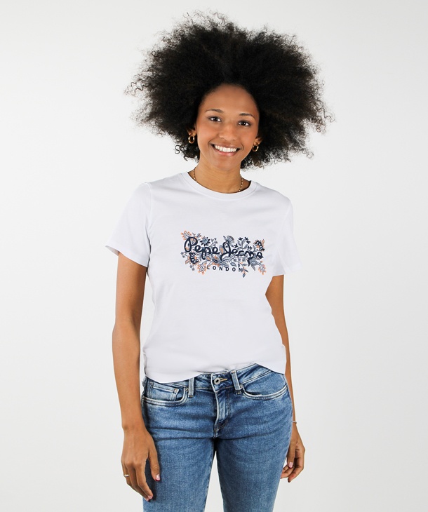 T-SHIRT CON LOGO STAMPA FLOREALE PEPE JEANS